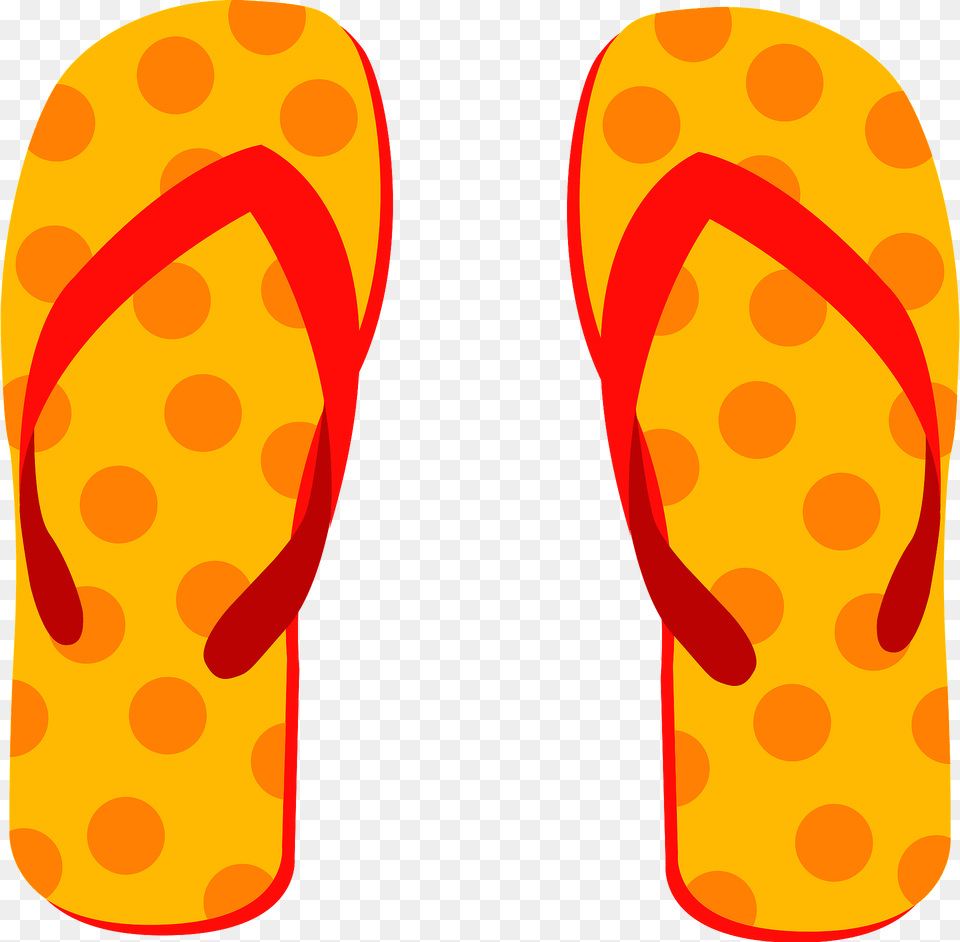 Flip Flops Orange Soles With Polka Dots Red Straps Clipart, Clothing, Flip-flop, Footwear, Food Free Png Download