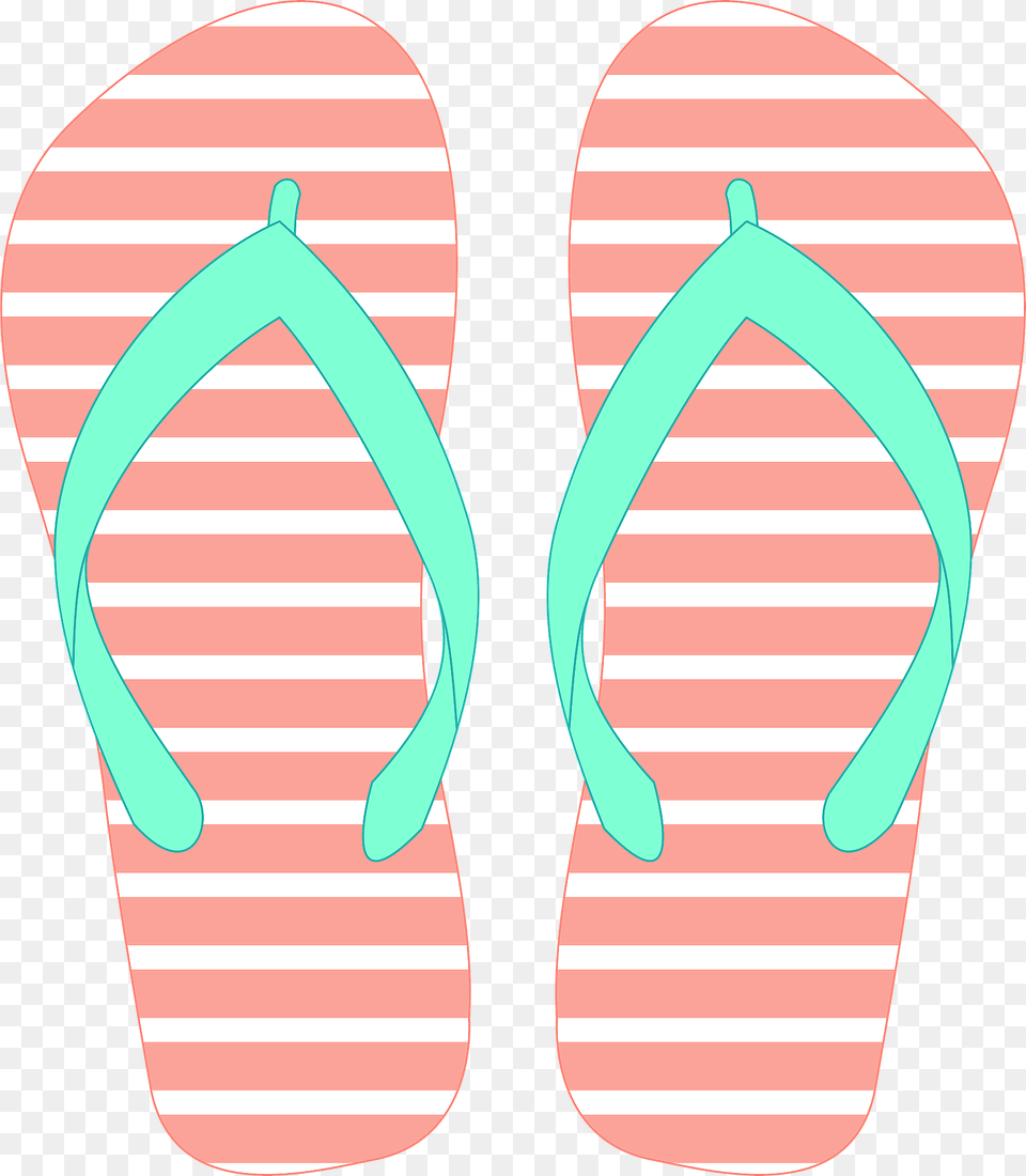 Flip Flops Pink And White Soles Green Straps Clipart, Clothing, Flip-flop, Footwear Free Png Download