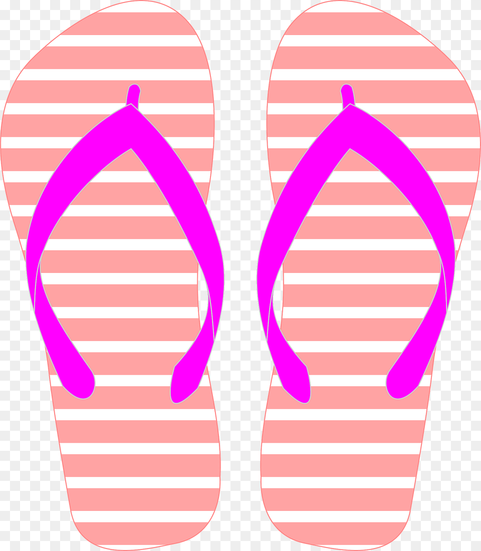 Flip Flops Pink And White Striped Soles Pink Straps Clipart, Clothing, Flip-flop, Footwear Free Png