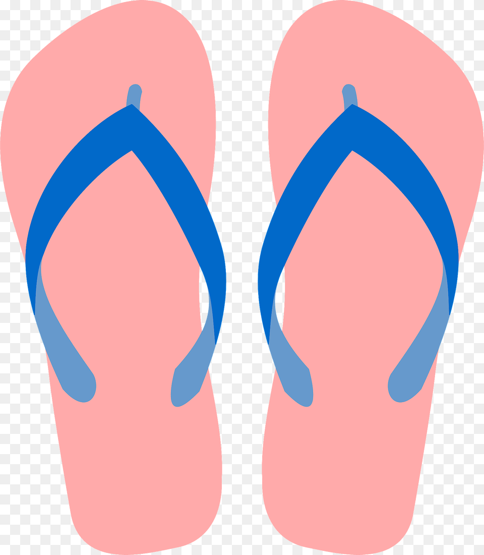 Flip Flops Pink Soles Blue Straps Clipart, Clothing, Flip-flop, Footwear Png Image