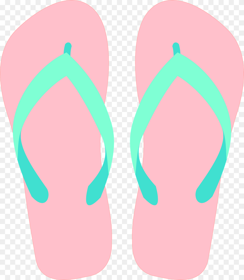Flip Flops Pink Soles Green Straps Clipart, Clothing, Flip-flop, Footwear Free Png