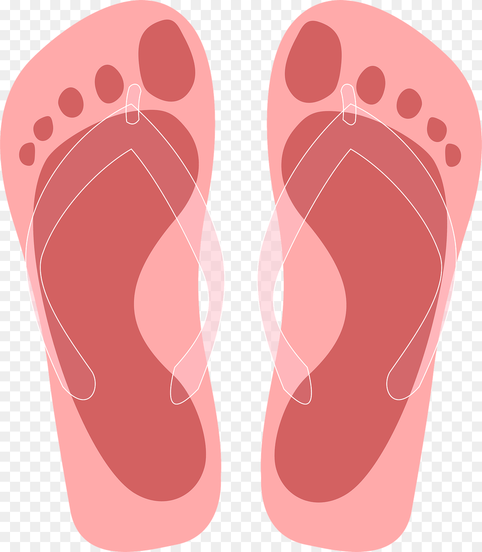Flip Flops Pink Soles With Footprint Clear Straps Clipart, Clothing, Flip-flop, Footwear Free Transparent Png