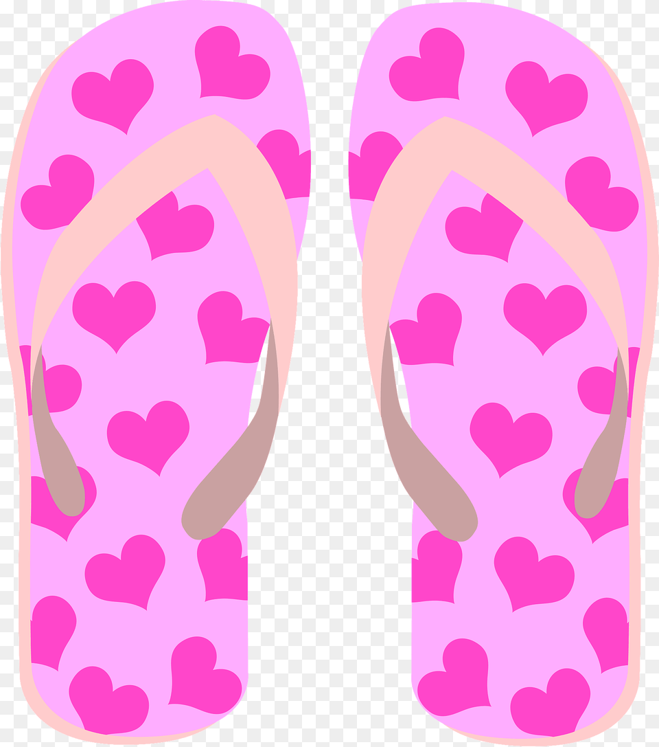 Flip Flops Pink Soles With Hearts Tan Straps Clipart, Clothing, Flip-flop, Footwear Png Image