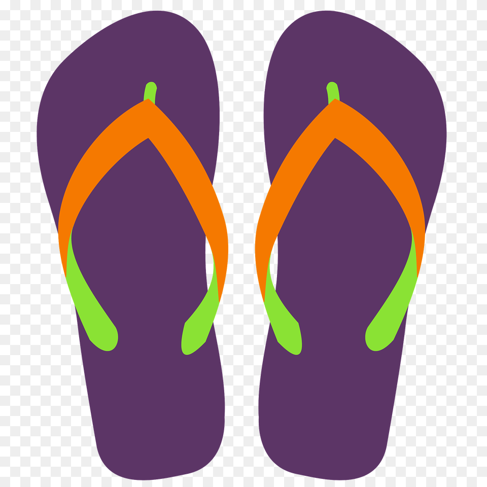 Flip Flops Purple Soles Orange And Green Straps Clipart, Clothing, Flip-flop, Footwear Png