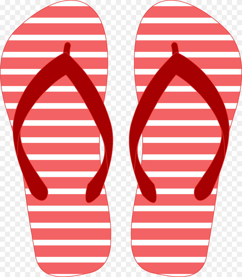 Flip Flops Red And White Striped Soles Red Straps Clipart, Clothing, Flip-flop, Footwear Free Png