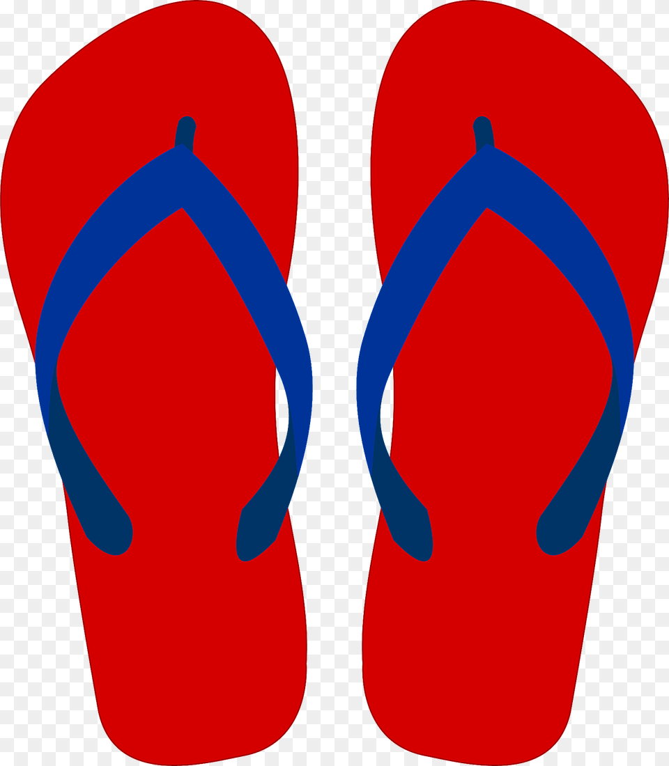 Flip Flops Red Soles Blue Straps Clipart, Clothing, Flip-flop, Footwear Png