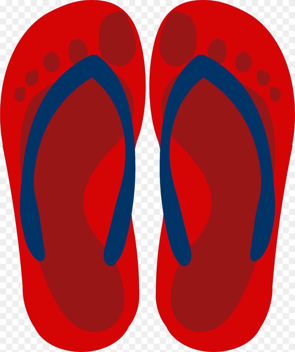 Flip Flops Red Soles With Footprint Blue Straps Clipart, Clothing, Flip-flop, Footwear Free Png Download