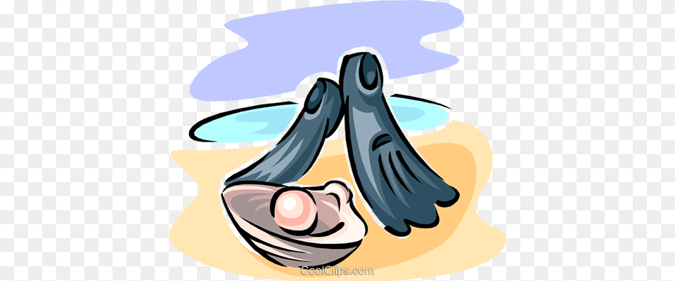 Flippers With Pearl In Oyster Royalty Vector Clip Art, Animal, Clam, Food, Invertebrate Free Transparent Png