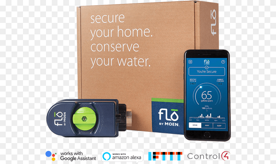 Flo By Moen Total Home Water Monitoring And Security Flo By Moen, Electronics, Mobile Phone, Phone, Box Free Png