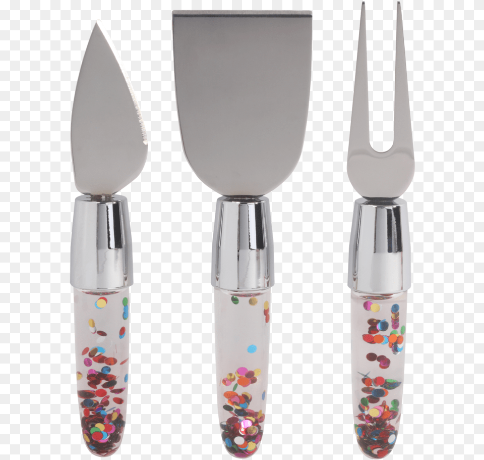 Floating Confetti Cheese Knife Set Knife, Cutlery, Fork, Spoon Png Image