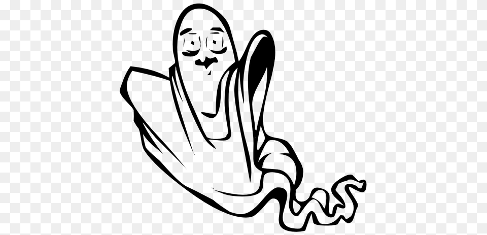 Floating Ghost Vector Drawing, Gray Png