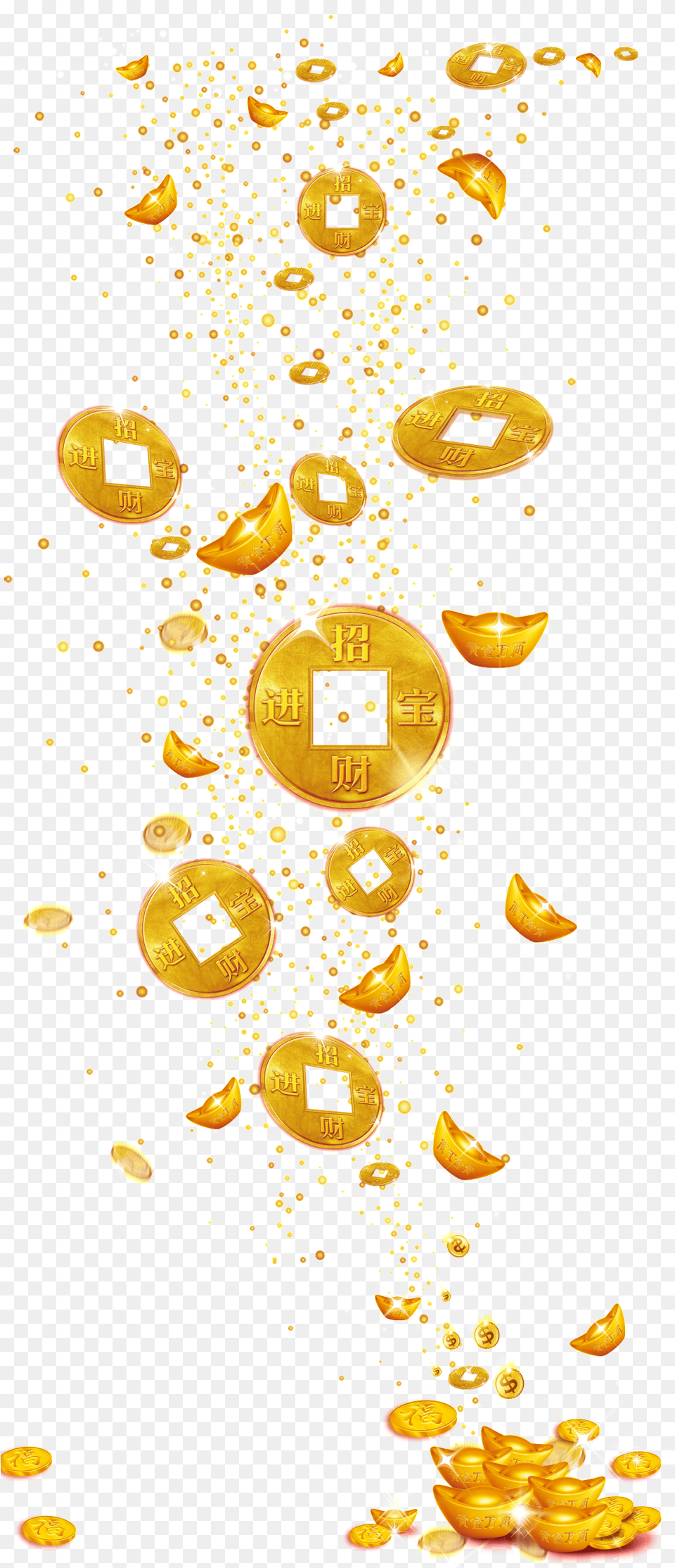 Floating Gold Ingot Coins Decoration Gold Coin Chinese Falling, Advertisement Free Transparent Png