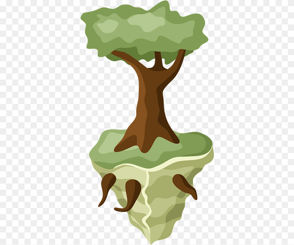 Floating Island Tree Clipart Download Transparent Illustration, Plant, Vegetation, Person, Land Free Png