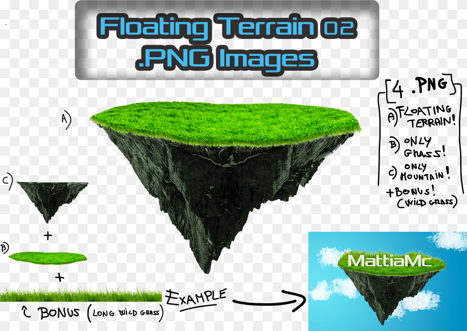 Floating Terrain Mountain 02 Bonus By Mattiamc Floating Terrain, Rainforest, Land, Moss, Nature Free Transparent Png