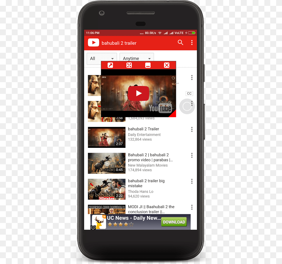 Floating Tube Video Player For Android, Electronics, Mobile Phone, Phone, Person Free Png