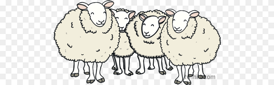 Flock Of Sheep Animals Farm Animal Ks1 Illustration Twinkl Sheep From Animal Farm, Livestock, Mammal, Pig Png