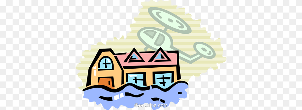 Floods Royalty Vector Clip Art Illustration, Neighborhood, Architecture, Building, Cottage Free Png Download