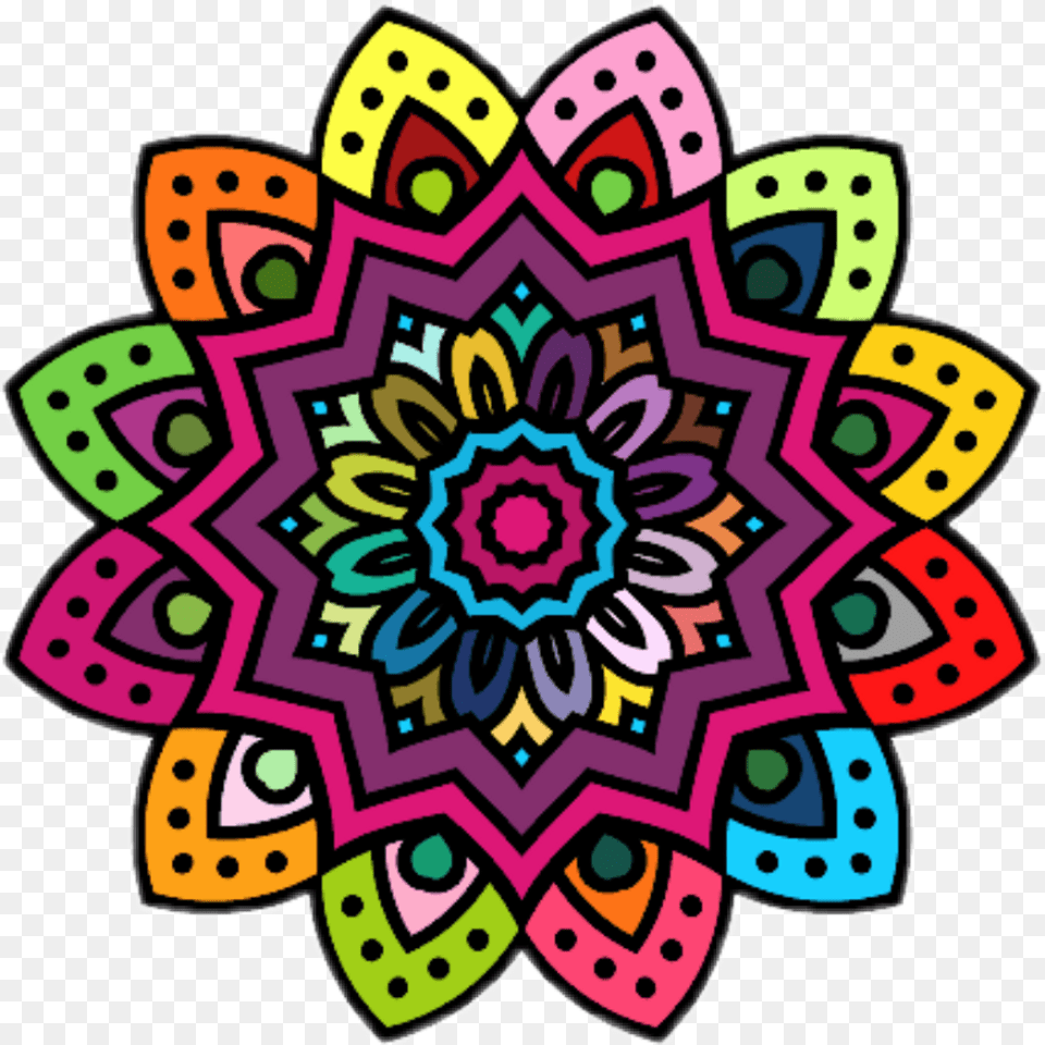 Flor Colorido Sticker By Color Flor De Mandalas, Pattern, Art, Graphics, Dynamite Png