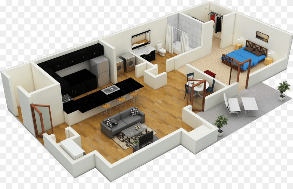 Flor Plans Square Dogwood 3 Bedroom Studio Apartment, Architecture, Indoors, Living Room, Couch Free Png Download
