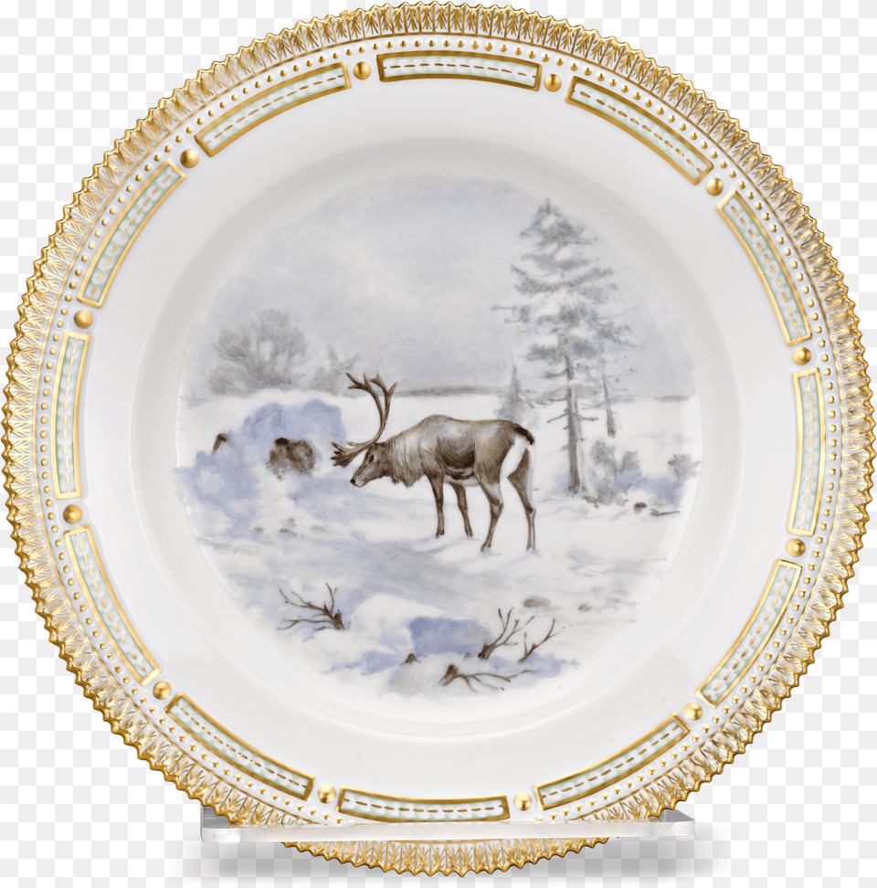 Flora Danica Reindeer Dinner Plate Flora Danica, Pottery, Art, Porcelain, Food Free Png