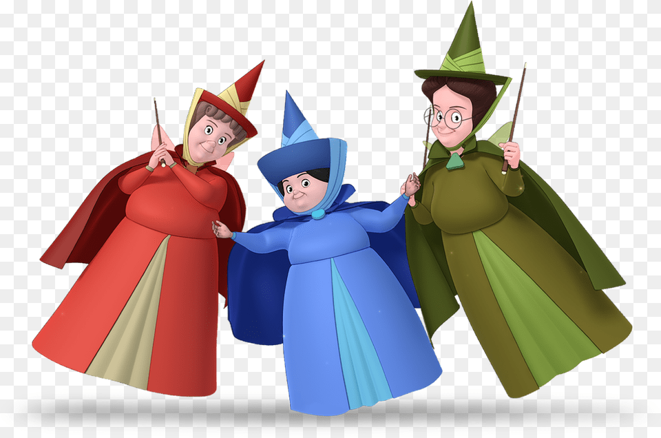 Flora Fauna And Merryweather, Cape, Clothing, Costume, Person Png
