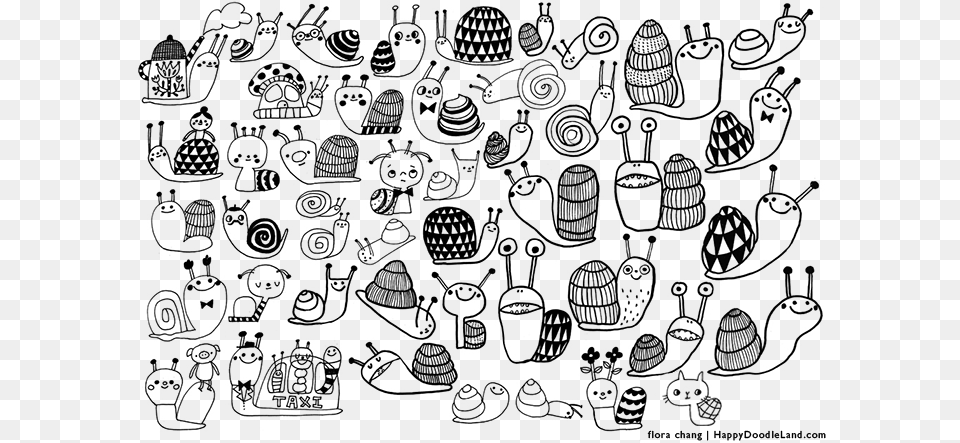Florachang Happydoodleland Snailcharacterstudy2 Illustration, Gray Png Image