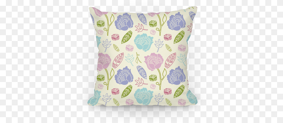 Floral And Leaves Pattern Pillow, Cushion, Home Decor, Diaper Free Png