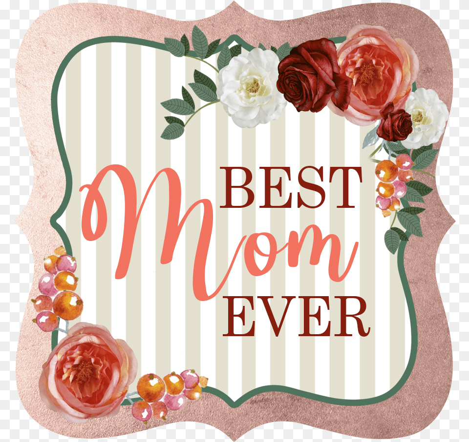 Floral And Stripe Mothers Day Gift Tag Christmas Card, Rose, Plant, Mail, Greeting Card Free Transparent Png
