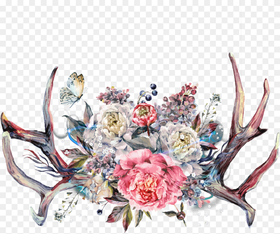 Floral Antlers Image Antlers With Flowers, Flower Bouquet, Art, Floral Design, Flower Free Transparent Png