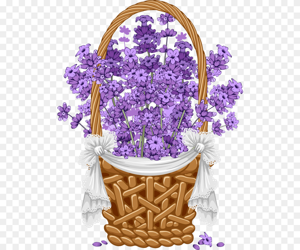 Floral Background With Soloveika Lavender Vintage Clipart, Purple, Plant, Flower, Basket Png Image