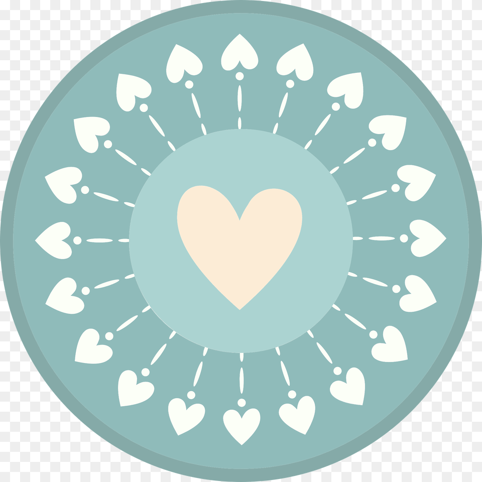 Floral Badge Clipart, Disk, Heart Png Image