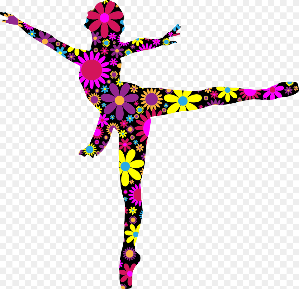 Floral Ballet Dancer Silhouette Icons, Purple, Dancing, Leisure Activities, Person Png