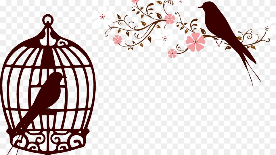 Floral Birds Silhouette No Background Svg Bird And Caged Bird, Animal Free Png