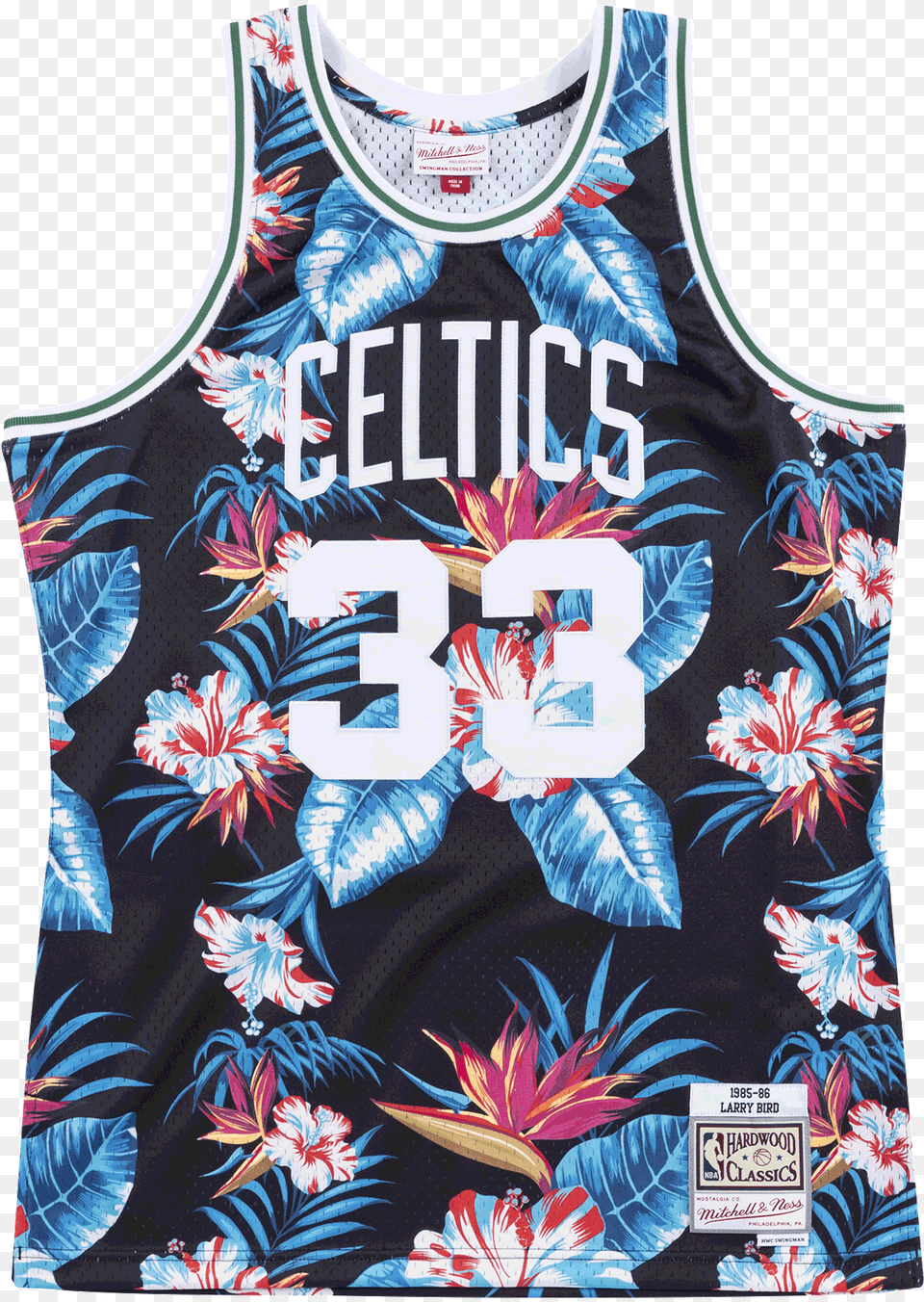 Floral Black Swingman Jersey Larry Bird Boston Celtics Boston Celtics Jersey, Clothing, Shirt, Tank Top, Adult Png