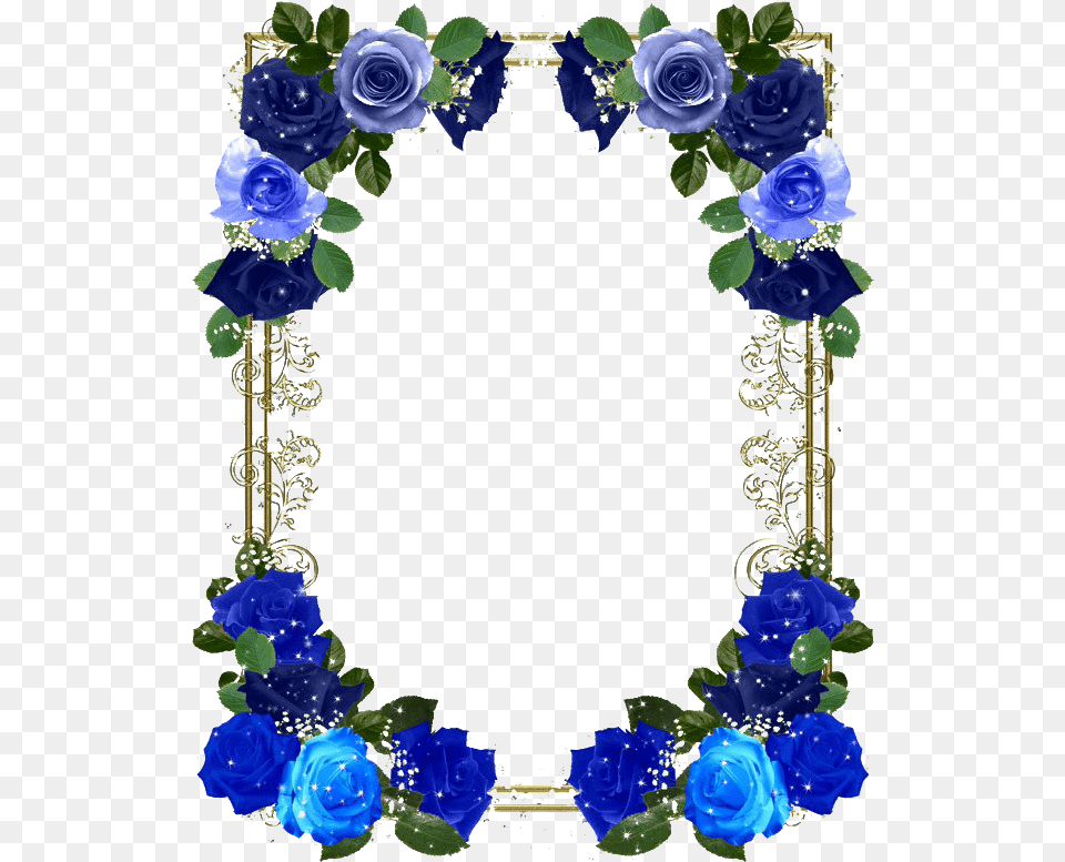 Floral Blue Frame Hd Blue Floral Frame, Flower, Plant, Rose, Accessories Free Transparent Png