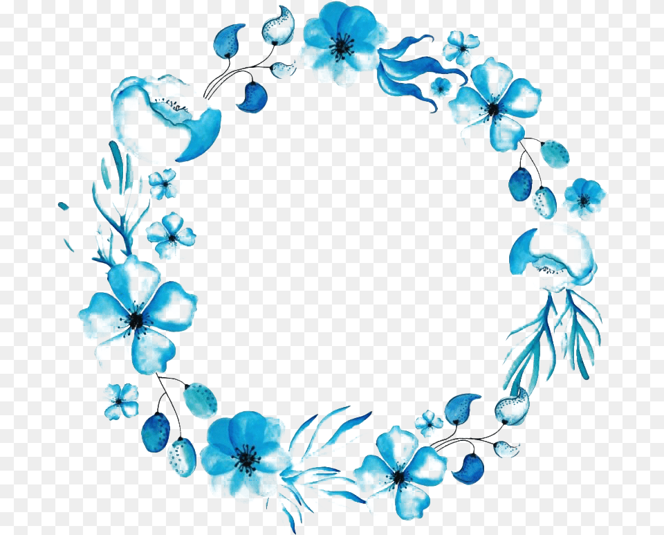 Floral Blue Frame Picture Blue Floral Frame, Accessories, Jewelry, Turquoise, Necklace Free Png Download