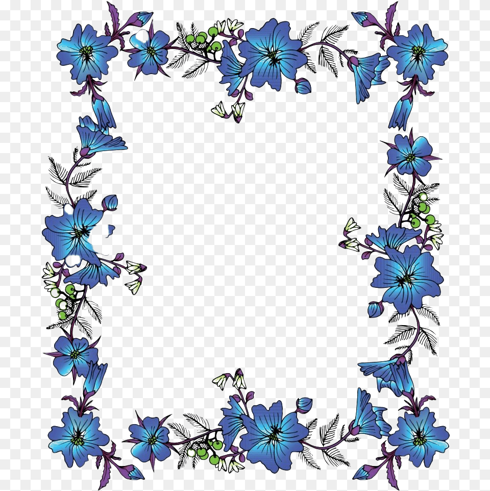 Floral Blue Frame Transparent Images All Blue Flower Border, Art, Floral Design, Graphics, Pattern Png Image