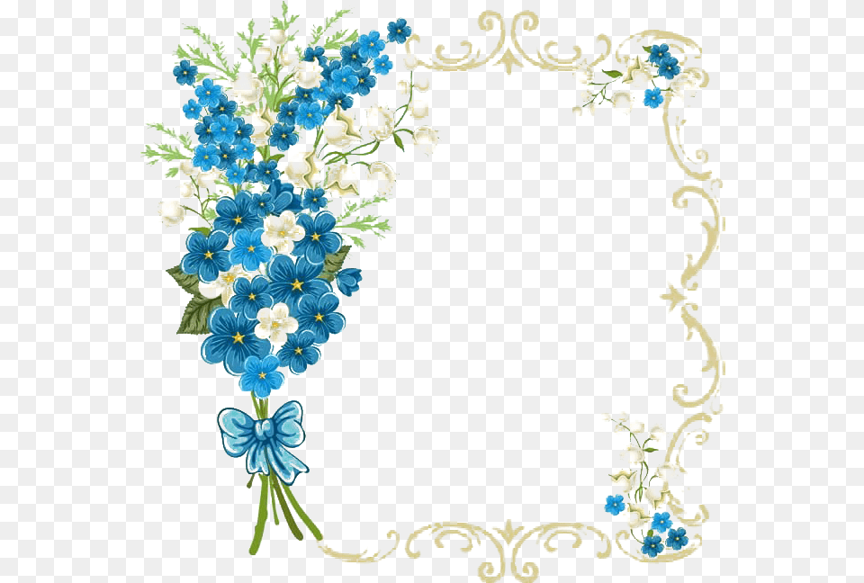 Floral Blue Frame Transparent Images All Frame Blue Flower Border, Art, Floral Design, Graphics, Pattern Png Image