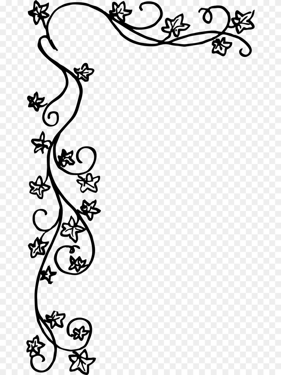 Floral Border Black And White, Gray Png Image