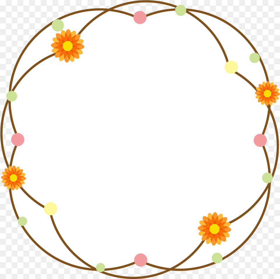 Floral Border Cartoon Cute Fresh And Psd Clipart Circle, Flower, Plant, Chandelier, Daisy Png