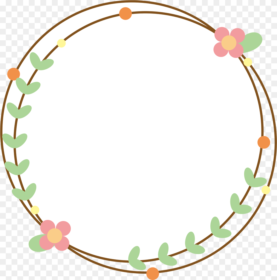 Floral Border Cartoon Cute Fresh Floral Cute Circle Border, Oval, Chandelier, Lamp Free Png