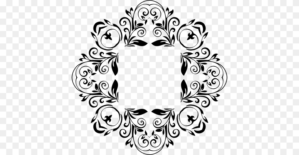 Floral Border Clip Art Black White, Gray Free Transparent Png