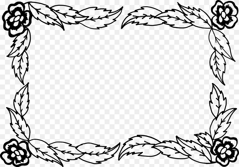 Floral Border Design Silhouette, Gray Free Transparent Png
