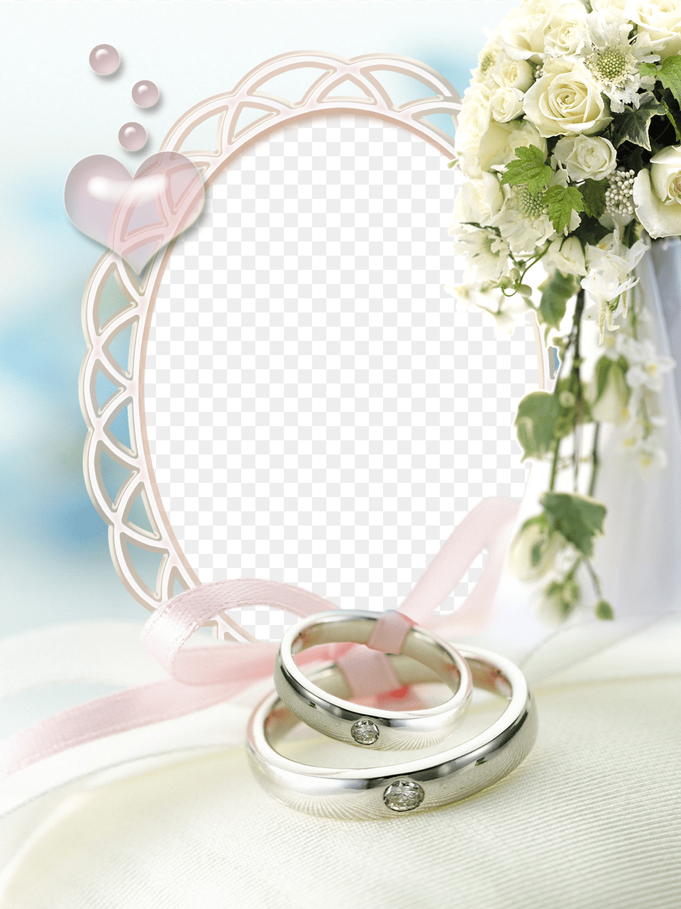 Floral Border Oval Wedding Picture Frame Frames And Wedding Frames, Accessories, Plant, Rose, Flower Arrangement Png Image