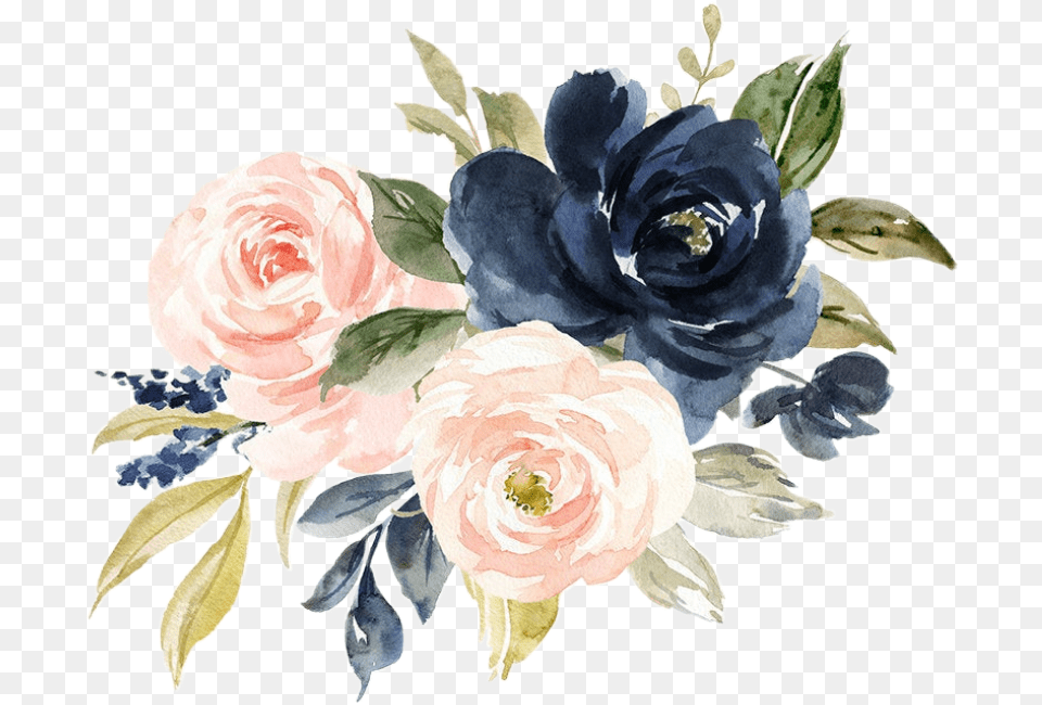 Floral Bouquet Arrangement Blush Nav Navy And Blush Watercolor Flowers, Art, Plant, Pattern, Graphics Png Image