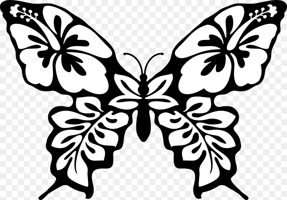 Floral Butterfly Clipart, Art, Graphics, Stencil, Floral Design Free Transparent Png