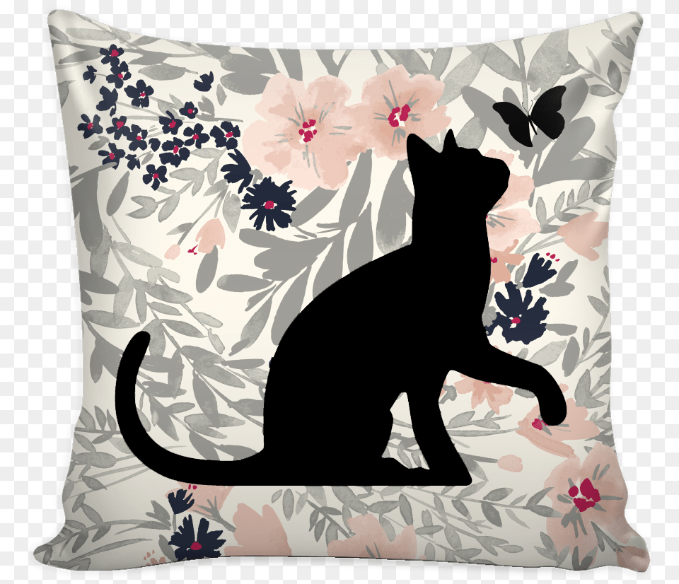 Floral Cats Square Pillow Cover Quot Cat, Cushion, Home Decor, Animal, Mammal Png Image