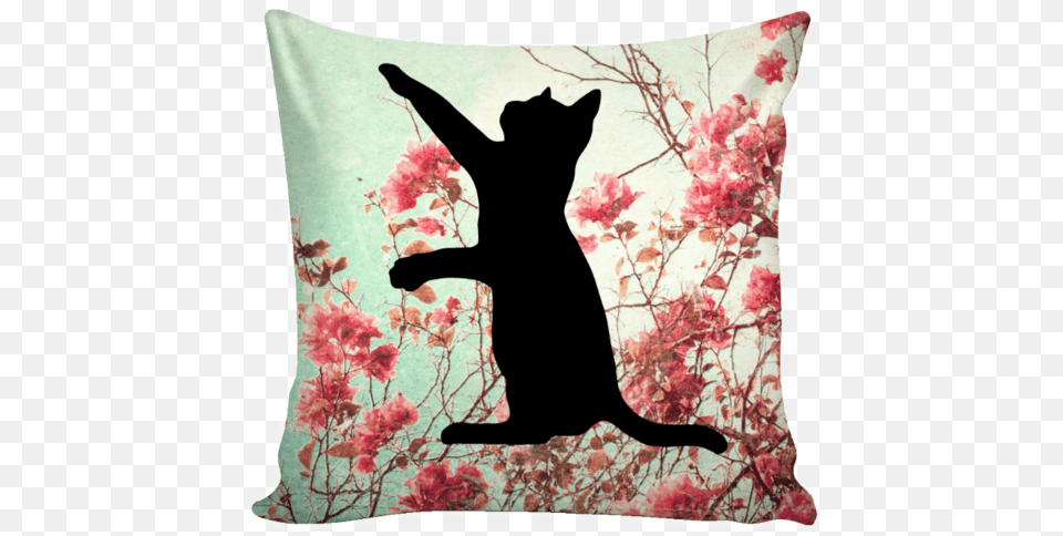 Floral Cats Square Pillow Cover Quotorientalquot Albitablo Krmz Kanvas Tablo, Cushion, Home Decor, Flower, Plant Png Image