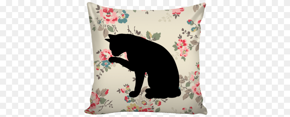 Floral Cats Square Pillow Cover Quotwatercolor Flowersquot T Shirt, Cushion, Home Decor, Animal, Cat Free Png Download