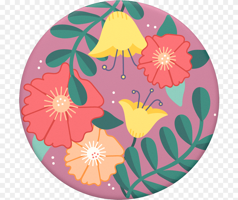 Floral Circle Folk Floral Popsockets Popsockets Water Lily, Egg, Food, Pattern Free Png
